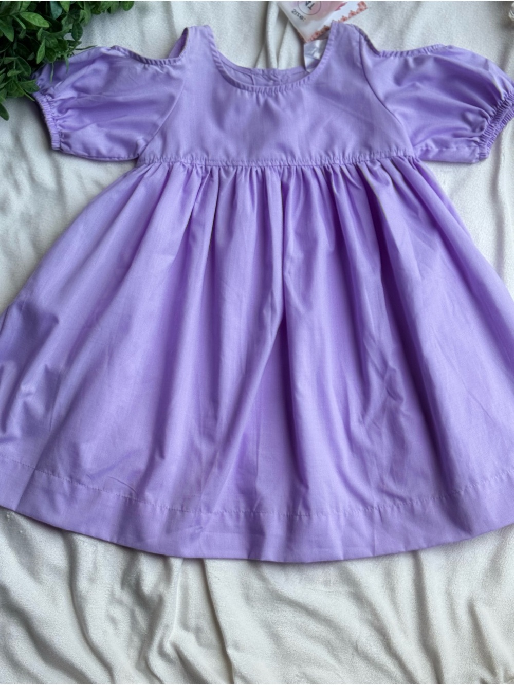 Girls' Lavender Puff Sleeve Casual Dress